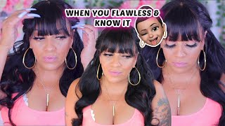 When You Flawless- Full Bang 13X4 Lace Frontal Wig Easy Summer Bang Ready Wif Ft #Kriyyahair