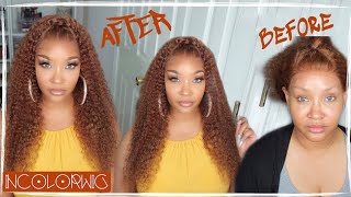Ginger Hair Color| Watch Me Install + Style This Lace Frontal Wig Ft. Incolorwig
