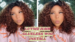 Luvme Hair Ombre Chocolate Brown Curly Frontal Wig | Glueless Wig Install
