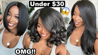 Omg Under $30 Natural Hair Wigs No Glue, No Gel No Edges Synthetic Lace Wigs Ft Janet Collection