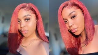 Lace Frontal Wig Install | Red 14 Inch | Under $200 | Aeryn21 Wigs