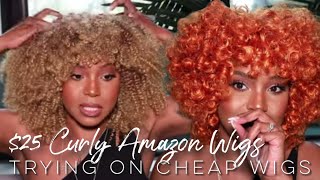 Trying $25 Amazon Curly Wigs! Im Shocked! Wine N Wigs Day! Alwaysameera