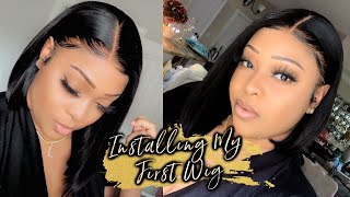 Omg‼️Installing A Lace Front Wig For First Time  Start To Finish | Real Looking Lace Front Wig