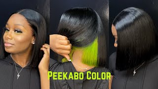 Blunt Cut Bob ‍♀️ | Peekaboo Hair Color | Isee Hair |