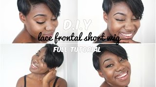 How To Make A Lace Frontal Wig | Short Hairstyle | Diy