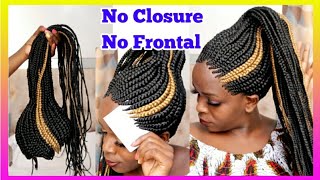 Affordable Wigs.No Closure No Lace Front Expression Braided Wigs Try On.Ponytail Hairstyle