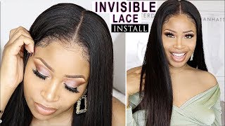 Easy & Undetectable Invisible Lace Straight Wig Install ➟ Start To Finish