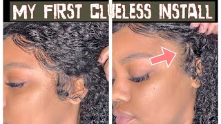 Glueless Lace Wig Install, No Gel No Glue | First Attempt! Ft Superbwigs.Com