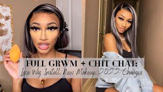 Full Grwm + Chit Chat: Vshow Wig Install, Trying New Drugstore Makeup, 2022 Growth Vs Change