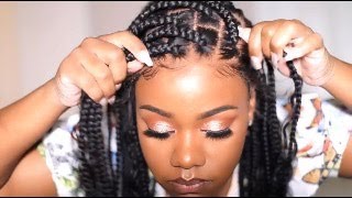 Beginner Friendly Tutorial: Realistic Knotless Goddess Box Braid Lace Wig! Without Glue