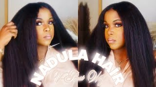 Tired Of Frontals?! Most Natural Kinky Straight V-Part Wig Ft. Nadula Hair