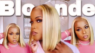 Epic 613 Blonde Highlight Blunt Cut Lace Wig Install Ft. Celie Hair