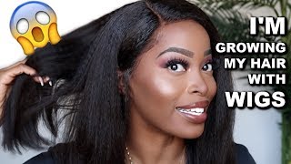 I'M Growing My Natural Hair With Wigs  Glueless Lace Wig Install Ft. Wowafrican