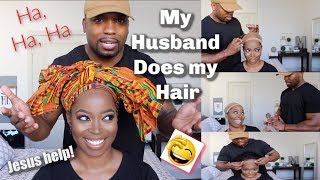 My Husband Does My Hair‼️ Hilarious Lace Front Wig Install No Tape, No Gel, No Glue Ft. Wowebony