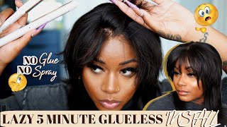 Lazy 5 Minute Glueless Wig Install Routine ✨No Lace Glue, No Lace Spray✨| Laurasia Andrea Wigs