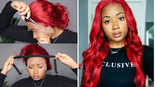 I Went Red!  | Body Wave Red Lace Front Wig Install | Tinashe Hair