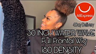 Cheap Aliexpress Full Lace Front Water Wave 30 Inch Wig Unboxing Review