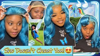 No Cap! Ice Blue Lace Front Wig | Custom Color + Restyle Layers Look | Ulahair Review