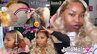 Back To School 613 Frontal Wig Install | How To Achieve Dark Brown Roots Julia Hair