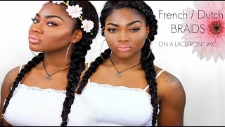 French/Dutch Braids/ Cornrows On Lace Front Wig. 5 Minute Hairstyle.