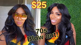 $25 70S Blowout! Kinky Straight Hd Lace Front Wig! Farrah Fawcett Deep Layered Hair⎪Flips & Bangs