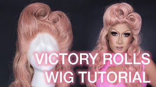 1940S Victory Rolls Wig Styling Tutorial (Princesswig Peach Pink Synthetic Lace Front)