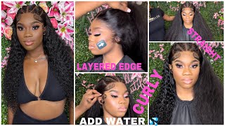 Grow From Scalp! *Magic* Layered Edge 3In1 Dry Straight&Wet Curly Wig Clear Lace | Xrsbeautyhair