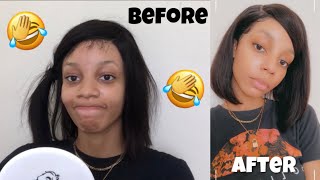 I Tried Putting On A Lace Front Wig For The First Time! (I Cried) | Andimshelby