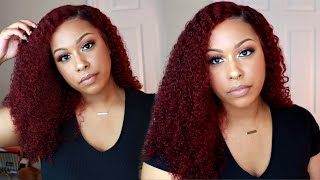 Pre Colored 99J Curly Human Hair Lace Front Wig |  200% Density | Westkiss