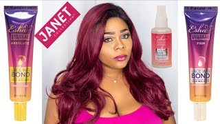 Esha Hold Me Down! Wig Review + Lace Glue & Remover Demo | Ft. Janet Collection
