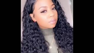 180 Density 26Inch Deep Wave Glueless Curly Lace Front Wigs Water Natural Black Women Synthetic