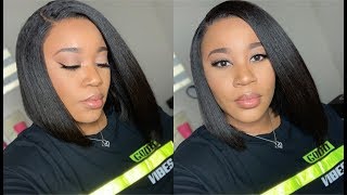 The Most Natural Kinky Straight Lace Bob Wig  I No Glue Needed ‍♀️I Myfirstwig