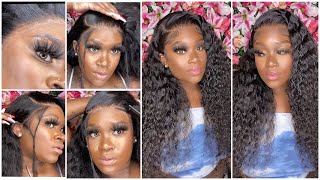 Melted Lace  Deep Wave 13*6 Hd Lace Frontal Wigs Install | Amanda Hair