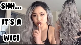 Black Roots Silver Hair Lace Front Wig Unboxing Review Demo! | Diy Ninja