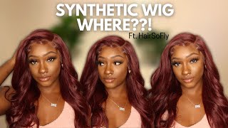 Burgundy Synthetic Pre Plucked Lace Front Wig | Ft. Hairsofly | Sensationnel Cloud 9 Try On