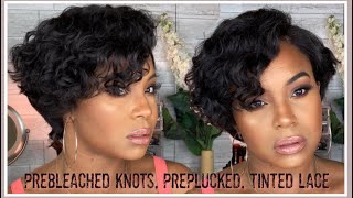 Best Customized Curly Pixie Bob Wig! Prebleached Preplucked Knots  & Tinted Lace | April Lace Wigs