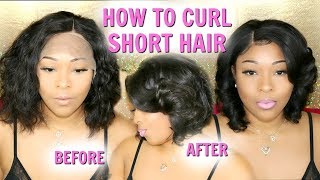 Short Hair Tutorial: How To Curl & Style Short Hair | Wavy Bob Lace Front Wig Transformation Rpghair