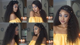 How To: Cute, Quick & Easy Hairstyles For Curly Lace Front Wig | Wowebony | Disisreyrey