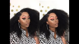 Watermelon Eyes Makeup Tutorial | Y Wigs Kinky Curly 360 Preplucked Lace Front Wig!