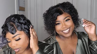  2 Styles In 1 | Finger Waves On Short Curly Unit| Glueless Method | Luvme Hair
