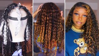 The Easiest And Perfect Honey Brown Highlight Tutorial On A Curly Wig Ft. Alipearl Hair