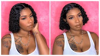 $60 Affordable Human Hair Wig  | 10 Inch Wig | Curly Lace Front Wig Install | March Queen Hair