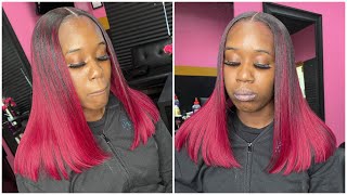 *Live *Burgundy Quickweave Leave Out On Natural Hair | Hairstore Hair