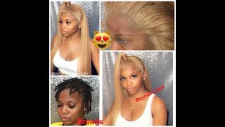 Installing A Blonde Lace Frontal| Over Dreads| Tailored Crowns Lace Tint| Top Ponytail