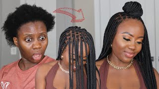 I’M Shook! No Tension, No Rubberband Knotless Box Braids + Style - Braided Wig Ft. Neatandsleek