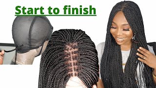 Wow! The Easiest  And Tiny Knotless Braids Wig Tutorial / Beginners Friendly