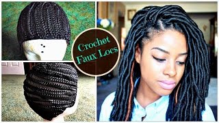 How To Install "Natural Looking" Crochet Faux Locs On Braided Cap