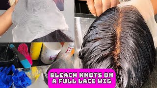 How To: Bleach Knots On A Full Lace Wig| Bw 2 Powder | 30 Volume Developer | Beginners Friendly |