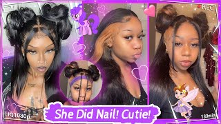 Easier Hd Lace Wig Install! Pop Highlights Color + Two Cute Buns Ft. #Ulahair Review