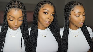 Bomb Realistic Braided Wig!! 10 Minute Knotless Braids | Delight Wigs